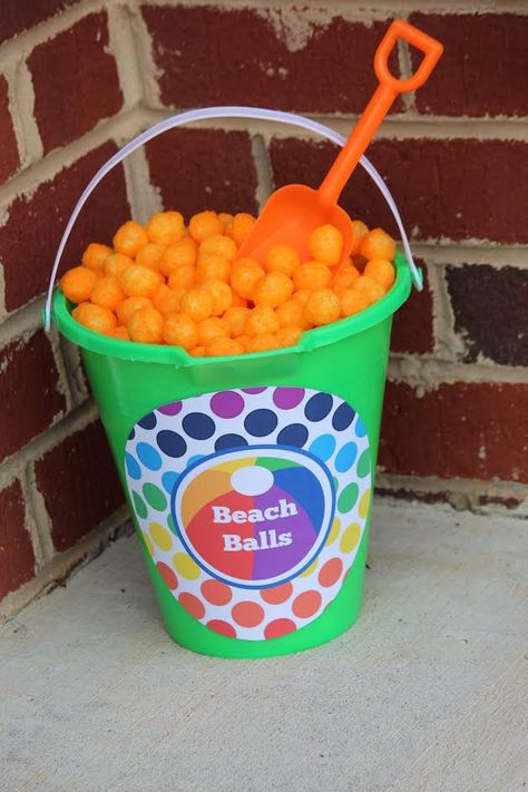 Beach Snacks.  Beach Party Snacks.  Utz Cheese Balls.  Beach Balls.  Food Art. End Of The Year School Party. Beach Party Snacks, Pool Party Ideas, Pool Party Food, Beach Snacks, Pool Party Kids, Summer Bash, Beach Birthday Party, Beach Balls, Pool Birthday