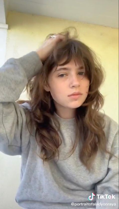 Clairo Haircuts, Messy Layers Medium Hair, Clairo Hairstyle, Claire Haircut, Brown Hair Shag, Clairo Haircut, Hair Layers And Bangs, Clario Hair, Shag Cut Wavy Hair