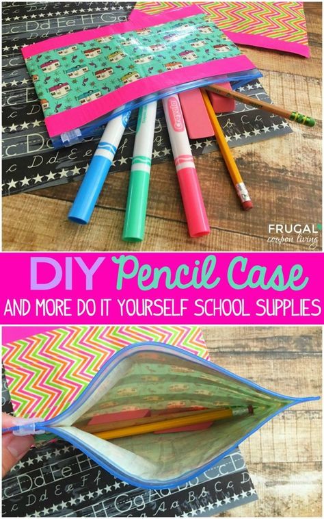 Such a fun and easy DIY Pencil Case made with a Ziploc bag and Bright and Durable Duct Tape Designs. Match to your own style. Tutorial on Frugal Coupon Living. Diy Pencil Case, Diy Hanging Shelves, Diy Pencil, Diy Wall Shelves, Fabulous Diy, Diy School Supplies, Diy Simple, Bags For Teens, Pencil Cases