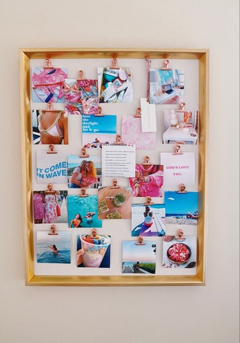 Inspo for 2024 College Dorm Bulletin Boards Room Decor, College Dorm Picture Collage, Picture Wall College Dorm, Preppy Bulletin Board Ideas For Bedroom, Preppy Cork Board Ideas, Dorm Room Wall Decor Picture Collages Cute Ideas, Pictures In Dorm Room, Dorm Pin Board, Dorm Picture Wall Ideas