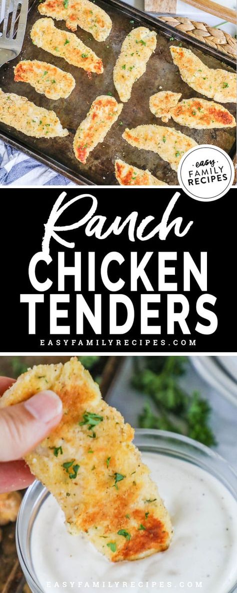 Ranch Baked Chicken, Chicken Tender Recipes Baked, Baked Chicken Tenderloins, Baked Chicken Strips, Chicken Entree, Chicken Strip Recipes, Baked Ranch Chicken, Chicken Tenders Recipe, Ranch Chicken Recipes