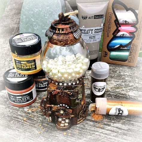 Gumball Machine Craft, Gumball Machines, Texture Tools, Flea Market Flip, Steampunk Decor, Art Basics, Steampunk Diy, Altered Bottles, Altered Boxes