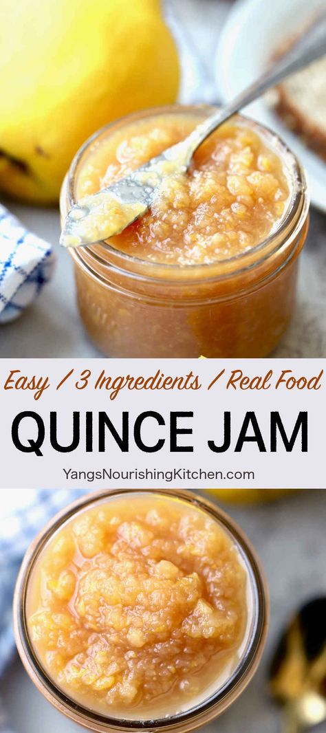 Quince Jam (Easy, 3 Ingredients) Quince Jam Recipe, Quince Jam, Quince Recipes, Quince Jelly, Quince Fruit, Gluten Free Sauces, Jam Recipe, Fig Jam, Chutney Recipes