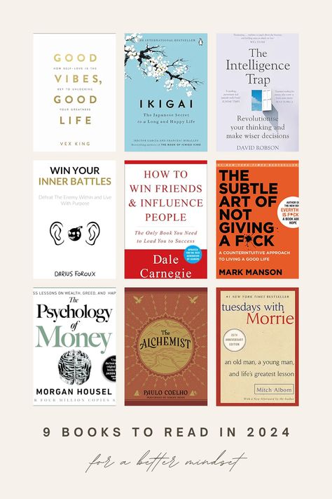 Books for improved minset, self improvement, discipline. follow for more - (good vibes, good life, ikigai, the intelligence trap, win your inner battles, how to win friends & influence people, the subtle art of not giving a f*ck, Psychology of money, the alchemist, tuesdays with morrie.) YOU CAN GET THE BOOKS FROM BELOW!! Win Your Inner Battles Book, Books To Read For Intelligence, Good Vibes Good Life, Better Mindset, Psychology Of Money, Tuesdays With Morrie, Influence People, Best Self Help Books, Books To Read Nonfiction