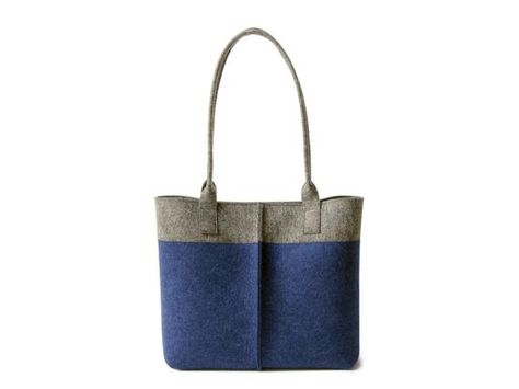 anonima|Mente design Felt Tote Bag, Felt Tote, Womens Bag, Grey Bag, Felt Bag, Fabric Bags, Carry All Bag, Blue Bags, Wool Felt