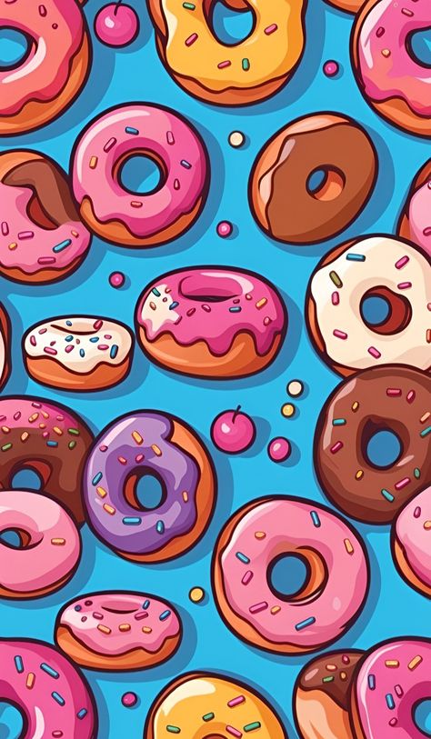 Donut Wallpaper, Donut Background, Donut Cartoon, Donut Pattern, Jelly Wallpaper, Cute Lockscreens, Sublimation Ideas Projects Inspiration, Christmas Phone Wallpaper, Beautiful Art Pictures