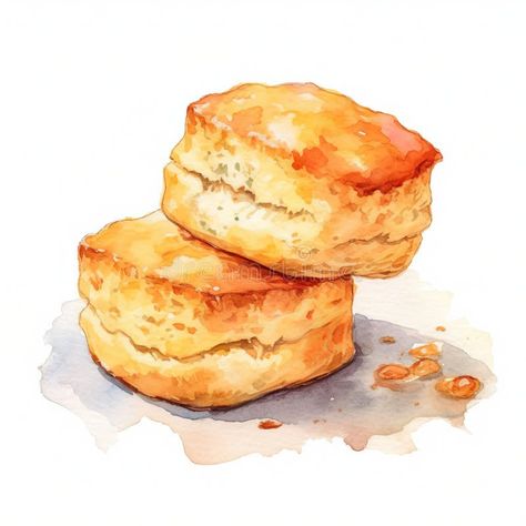 Scones Drawing, Scones Illustration, Scones Aesthetic, Flour Illustration, Baking Watercolor, Bakery Illustration, Possum Magic, Scones And Jam, Dessert Drawing