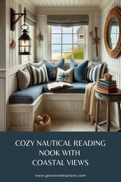 Cozy Beach Cottage, Built In Window Seat, Modern Coastal Decor, Beach Cottage Decor, Air Bnb, Coastal Design, Ocean Views, Beach Cottage, Window Seat