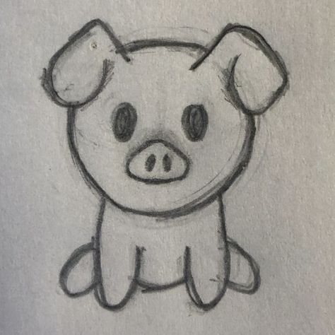 Cute Things To Draw Easy Simple Animals, Kreslenie Easy, Easy Drawings Animals, Animal Doodles Simple, Easy Graffiti Drawings, Cute Small Drawings, Pig Drawing, Easy Animal Drawings, Easy Cartoon Drawings