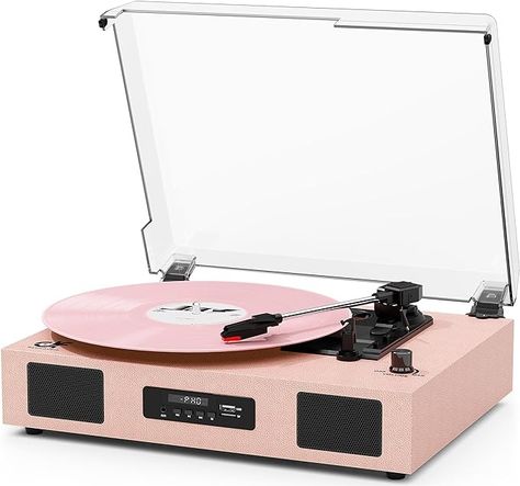 Amazon.com: Vinyl Record Player Vintage Wireless Bluetooth Record Player with Enhanced Speakers, USB Recording, LP Player with 3-Speed Belt Drive Turntable Support RCA Line-Out AUX Input EQ,Pink : Electronics Pink Record Player, Pink Electronics, Record Player Vintage, Lp Player, Bluetooth Record Player, Vintage Record Player, Wall Mounted Heater, Vinyl Player, Vinyl Record Player