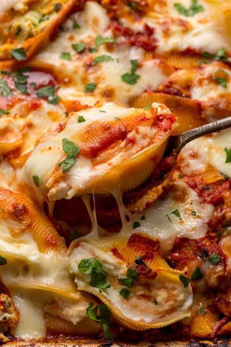 Crazy Good Classic Stuffed Shells Fresh Mozzarella Recipe, Baker By Nature, Pasta Noodle Recipe, Mozzarella Recipes, Baked Pasta Recipes, Stuffed Shells Recipe, Homemade Marinara, Stuffed Pasta Shells, Entree Recipes