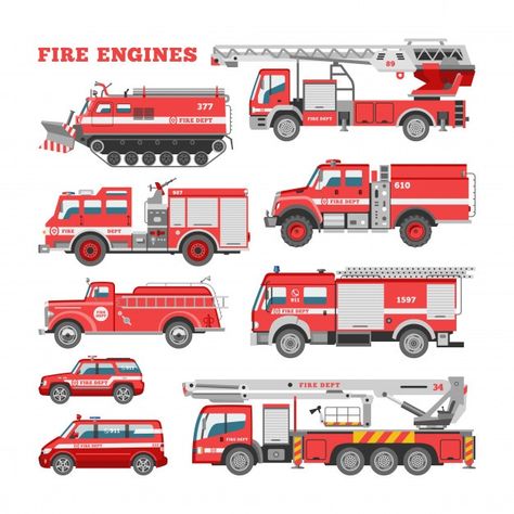 Fire engine firefighting emergency vehi... | Premium Vector #Freepik #vector #background #car #cartoon #red Ladder Illustration, Firefighters Daughter, Firefighter Decals, Fire Crafts, Army Police, Rescue Vehicles, Fire Hose, Fire Apparatus, Fire Service