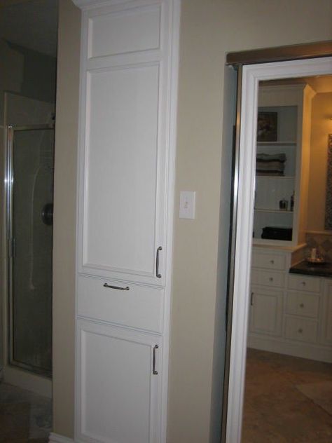 Upgrade Small Linen Closet in Bathroom to Include Hamper: 5 Steps (with Pictures) Linen Closet In Bathroom, Closet Bathroom Combo, Bathroom Closet Door Ideas, Hamper Closet, Linen Closet Door, Closet In Bathroom, Small Linen Closet, Office Closet Ideas, Closet Door Ideas