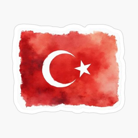 Get my art printed on awesome products. Support me at Redbubble #RBandME: https://www.redbubble.com/i/sticker/Watercolor-Turkish-Flag-Crescent-and-Star-by-mzaigha/164650569.EJUG5?asc=u Turkish Stickers, Flag Drawing, Funny Laptop Stickers, Turkey Flag, Turkish Flag, Star Stickers, Laptop Stickers, Crescent, My Art