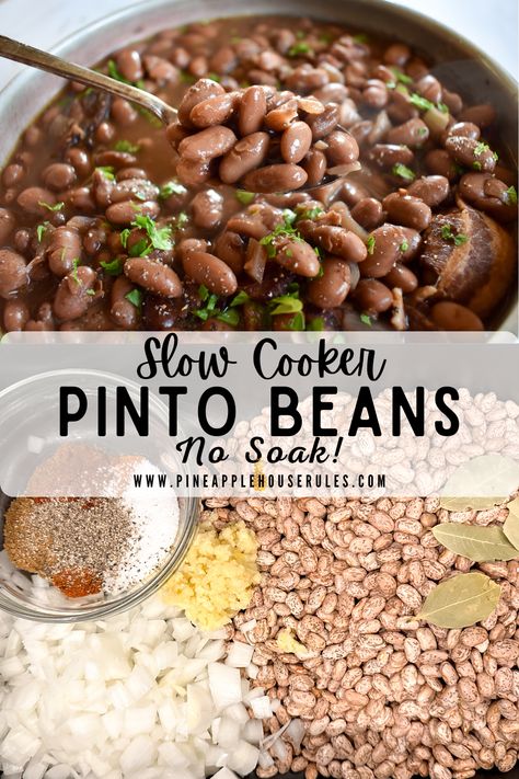 Slow Cooker Pinto Beans Crockpot Pinto Beans With Bacon, Southern Pinto Beans In The Crock Pot, Bbq Pinto Beans Recipe, Pinto Beans Crockpot, Crock Pot Sides, Pinto Beans In The Crock Pot, Side Dishes Crock Pot, Crock Pot Side Dishes, Side Dishes Slow Cooker