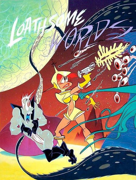 "Loathsome Worlds" by John Kricfalusi John Kricfalusi, Ralph Bakshi, Tex Avery, Ren And Stimpy, Space Girls, K Art, Comic Style Art, Storyboard Artist, Character Design Animation