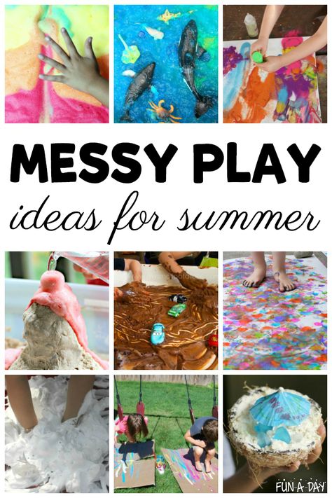 These summer messy play ideas are must-dos with the kids! Love the collection of sensory and art messy play activities for kids of all ages. I think these would be perfect for summer camps, too. Messy Play Ideas, Messy Food, Messy Party, Play Ideas For Kids, Messy Play Activities, Camp Themes, Continuous Provision, Play For Kids, Sensory Art