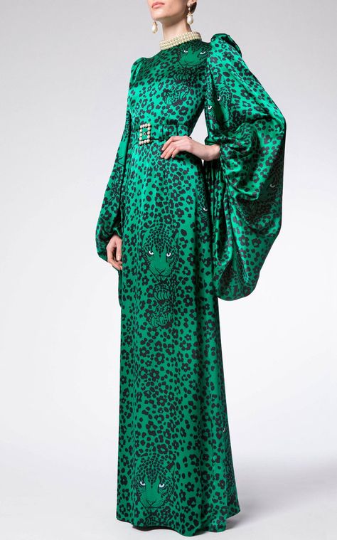 Animal-Printed Silk Gown By Andrew Gn | Moda Operandi Dramatic Sleeves, Andrew Gn, Silk Gown, Moda Operandi, Gorgeous Dresses, Silk Printing, Passion For Fashion, Night Dress, Pretty Dresses