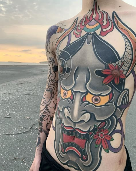 Hanya Mask Tattoo, Japanese Talisman, Japanese Demon Tattoo, Japanese Hannya Mask, Oni Mask Tattoo, Japanese Back Tattoo, Female Demon, Oni Tattoo, Traditional Japanese Tattoo Designs