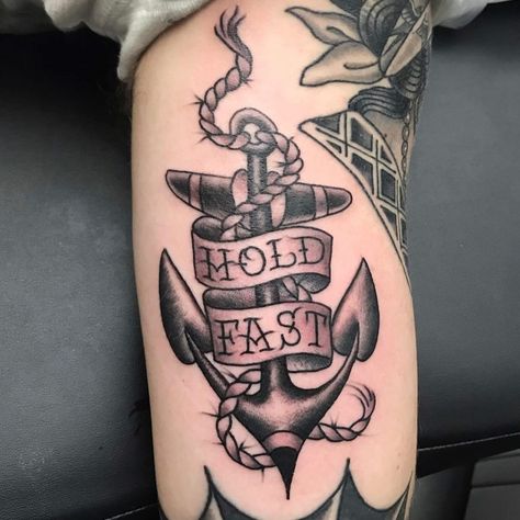 30+ Anchor Tattoos: Meaning, Trending Ideas & Drawings - 100 Tattoos Fast Tattoo Ideas, Hold Fast Tattoo, Barcode Tattoo, Sailor Tattoos, Anchor Tattoo Design, Tattoos Meaning, Knuckle Tattoos, Anchor Tattoos, Tattoo Prices