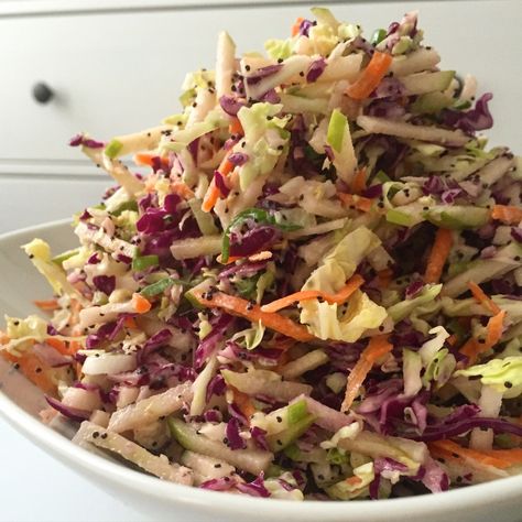 This Apple Poppyseed Coleslaw is a fun and interesting twist on the classic. It has so many different textures—from the crisp apples and crunchy carrots and cabbage to the creamy dressing. The super side also comes packaged with vitamins A and C, and potassium (which helps reduce blood pressure). All this for just 70 calories … Joy Bauer Recipes, Side Ideas, Blood Pressure Range, Hypertension Diet, Low Sodium Recipes Blood Pressure, High Blood Pressure Remedies, Lower Blood Pressure Naturally, Joy Bauer, Blood Pressure Food