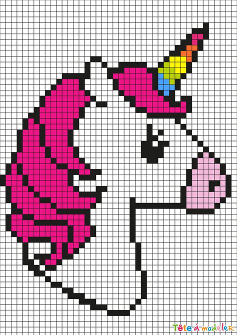 Grille Pixel Art, Unicorn Cross Stitch Pattern, Modele Pixel Art, Art Pokemon, Graph Crochet, Easy Pixel Art, Pixel Art Templates, Pixel Crochet, Crochet Wall Hangings