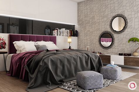 dressing table ideas Black White Burgundy Bedroom, Grey And Maroon Bedroom, Room Aesthetic Purple, Aesthetic Purple Room, Room Ideas Purple, Red And Black Bedroom, Purple Room Design, Apartment Reference, Purple Room Ideas