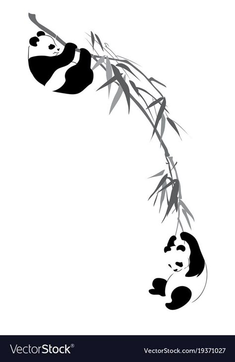 Panda Chinese Painting, Panda Line Art, Panda Doodle, Panda Drawings, Logo Panda, Bamboo Drawing, Lazy Panda, Panda Illustration, Japanese Ink Painting