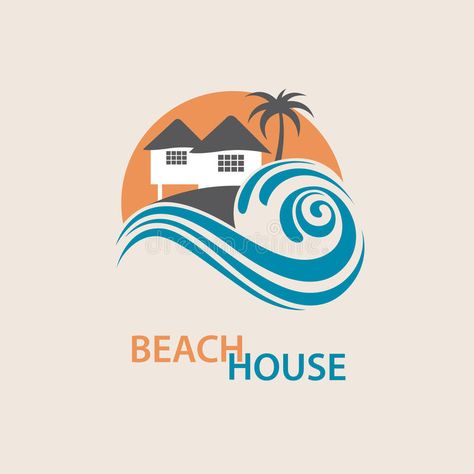 Beach House Logo, Nautical Prints, Beach Logo, Seaside House, House Template, House Logo Design, Seaside Decor, House Logo, Seaside Beach