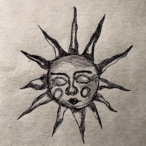 Dark Academia Sketch Aesthetic, Old Sun Drawing, Dark Academia Paintings Easy, Mysterious Drawings Sketch, Dark Academia Elements, Dark Academia Art Drawing, Moon Aesthetic Sketch, Creepy Sun Drawing, Sketches Dark Academia