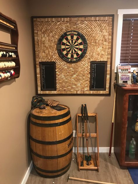 Cork Dartboard, Dart Board Wall, Game Room Ideas, Snooker Room, Pool Table Room, Dart Board Cabinet, Basement Remodel Diy, Man Cave Room, Finished Basement Ideas