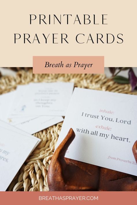 printable prayer cards are shown. inhale: I trust you, Lord. Exhale: with all my heart. Breath Prayers, Pocket Prayer, Printable Prayers, Womens Retreat, House Studio, I Trusted You, Faith Prayer, With All My Heart, Prayer Cards