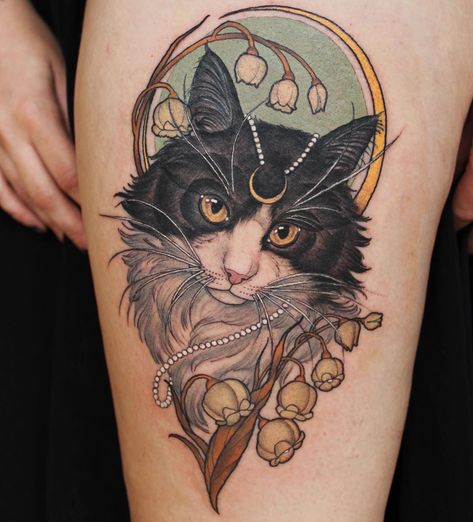 Thank you to Mikaela for trusting me to do this memorial piece for your lovely cat, having lost my sweet boy this year too I know how… Neo Traditional Cat Portrait, Neo Trad Cat Tattoo, Neotrad Cat Tattoo, Black Cat Portrait Tattoo, Animal Portrait Tattoos, Neo Traditional Cat Tattoo, Neotraditional Cat Tattoo, Neo Traditional Cat, Cat Flower Tattoo