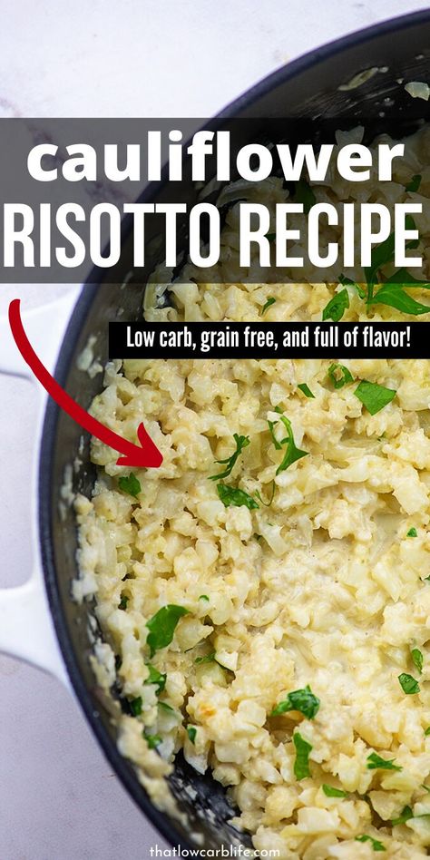 Cauliflower Risotto Recipes, Cauliflower Rice Risotto, Parmesan Cauliflower, Cauliflower Risotto, Carb Sides, Light Dinner Recipes, Cauliflower Dishes, Cauliflower Rice Recipes, Keto Sides