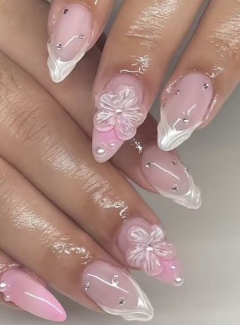 Heavenly Nails, Summery Nails, Pretty Gel Nails, Almond Acrylic Nails, Unique Acrylic Nails, Pink Acrylic Nails, Luxury Nails, Funky Nails, Pretty Acrylic Nails