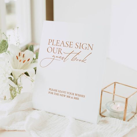 Modern Please Sign Our Guest Book Wedding Sign Guest Book Wedding Sign, Please Sign Our Guest Book, Wedding Reception Signage, Photo Guest Book Wedding, Modern Layout, Guest Book Wedding, Honeymoon Fund, Modern Calligraphy Fonts, Wedding Guest Book Sign