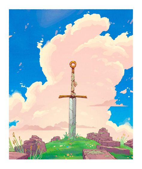 Adventure time! C'mon grab your frieends, we'll go to veeery distant lands. Jake Wyatt, Arte Indie, Wow Art, Landscape Illustration, Arte Fantasy, Poses References, 판타지 아트, Environment Concept Art, Environmental Art