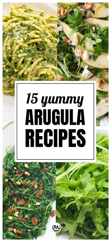 The vibrant, healthy, peppery arugula is the star of the show in this collection of delicious arugula recipes. #arugularecipes #arugulasalad #arugulasaladrecipes Cooked Arugula, Arugula Pasta, Arugula Recipes, Arugula Salad Recipes, Arugula Pesto, Gluten Free Salads, Vegetarian Side Dishes, Arugula Salad, Dinner Salads