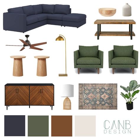 Two Matching Sofas Living Room, Blue Green Brown Living Room Decor, Blue Green And Wood Living Room, Sage And Blue Living Room Decor, Black Blue Green Living Room, Navy Blue And Dark Green Living Room, Living Room With Forest Green Accents, Blue And Green Couch Living Room, Navy And Green Decor Living Rooms