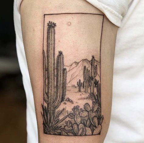 Desert Tattoos, Dessert Tattoo, Sorry Mom Tattoo, Desert Tattoo, Beautiful Tattoo Designs, Arizona Tattoo, Cactus Tattoo, Water Shortage, Dry Desert