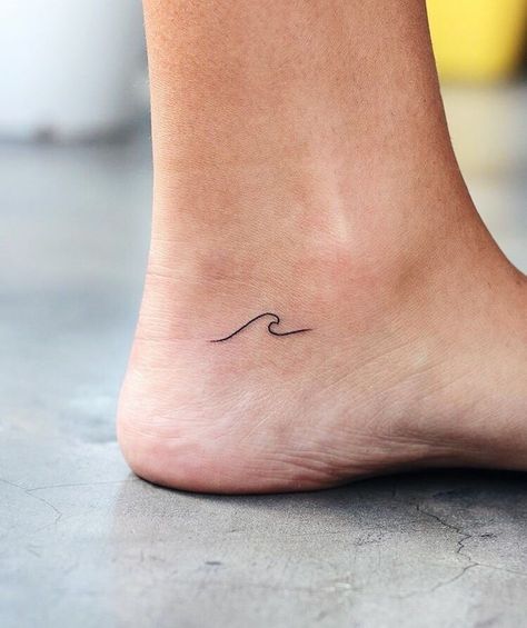 Tiny Wave Tattoo Ankle, Wave Tattoo On Ankle, Fineline Wave Tattoo, Ankle Wave Tattoo, Wave Ankle Tattoo, Tiny Wave Tattoo, Wave Tattoo Foot, Tattoo Wave, Surf Tattoo