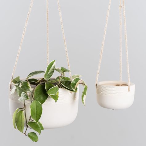 Diy Planters Indoor, Large Hanging Planters, Hanging Plants Diy, Diy Hanging Planter, Hanging Plant Holder, Hanging Plants Indoor, Bathroom Plants, White Planters, Diy Hanging