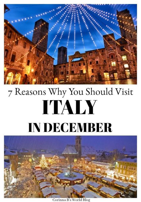 7 Reasons Why You Need To Visit Italy In December. Most travelers want to see Italy in the summer months, but December is a truly incredible time to travel there. Not only is it much less expensive but the month of December holds its own magic in this spectacular country. Read on to find out why this has to be at the top of your bucket list! #italytravel #italy #christmastravel #christmastraditions #traveltips #europe #europetravel Italy In December, Italy In The Summer, Europe In December, Best Places In Italy, Christmas In Italy, Winter Travel Destinations, Month Of December, Time To Travel, Places In Italy