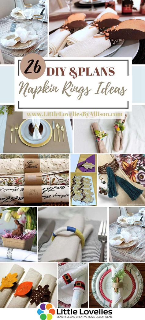 26 DIY Napkin Rings Ideas For Different Occasions Disposable Napkin Rings, Rustic Homemade Napkin Rings, Napkin Rings For Thanksgiving, Wedding Napkin Decor, Repurpose Napkin Rings, Unique Napkin Rings, Napkin Ring Wedding, Napkin Rings Diy Ideas Wedding, Make Your Own Napkin Rings