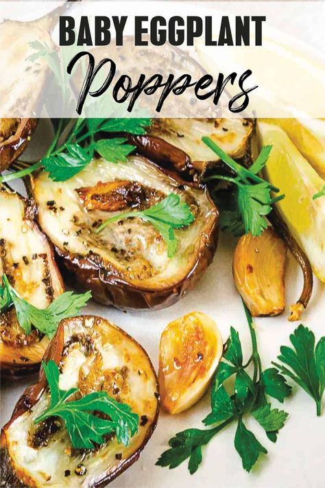 Roasted Baby Eggplant Poppers are a delicious, colorful addition to any dinner plate and can also be served as an attractive appetizer. They are simple to prepare and delicious to eat and I promise you won't be able to stop at one! #glutenfreerecipes #veganveggies #knowthecausediet #paleo #ketoveggies #lowcarb #vegan Baby Eggplant Recipes, Eggplant Bites, Summer Produce Recipes, Paleo Vegetables, Gluten Free Vegetables, Baby Eggplant, Eggplant Recipes Easy, Bite Size Food, Healthy Vegetable Recipes