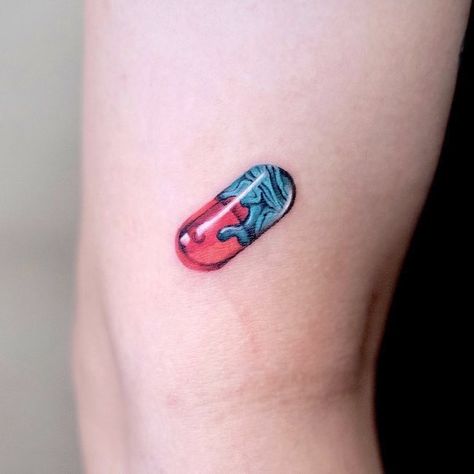 32 Small Meaningful Tattoos That Are Permanent Reminders Tatuaje Trash Polka, Blue Ink Tattoos, Tattoos Instagram, Circle Tattoos, Fire Tattoo, Small Meaningful Tattoos, Fresh Tattoo, Blue Pill, Red Tattoos