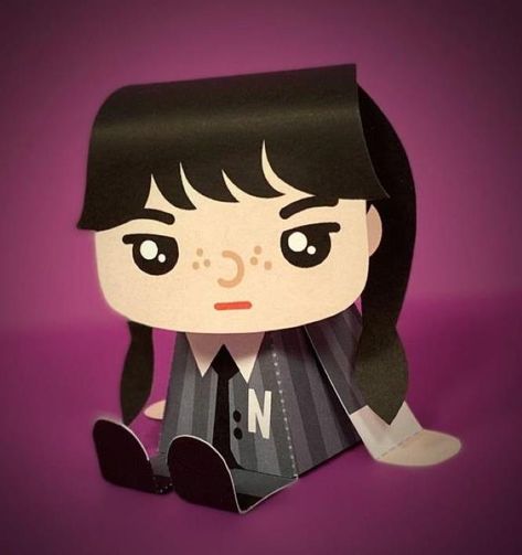 PAPERMAU: Wednesday Addams Paper Toy In Kooky Style - by Kooky Craftables Fun Experiments For Kids, Fun Experiments, Just Say Hello, Paper Toys Template, Papercraft Templates, Paper Toy, Craft Artists, Wednesday Addams, Paper Toys