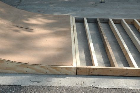 Mini Ramp Halfpipe Plans | Step 5 - Flat Bottom Half Pipe Plans, Backyard Skatepark, Skateboard Equipment, Mini Ramp, Skate Ramps, Skate Ramp, Skateboard Ramps, Bmx Freestyle, Backyard Playground