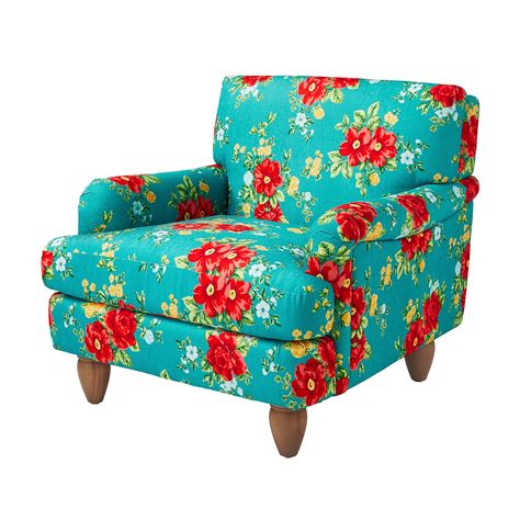 The Pioneer Woman Vintage Floral Low Back Fabric Accent Chair, Teal - Walmart.com Contemporary Lounge Chair, Pioneer Woman Kitchen, Red Cottage, Fabric Accent Chair, Large Chair, Painted Chairs, Vintage Floral Pattern, The Pioneer Woman, Arm Chairs Living Room