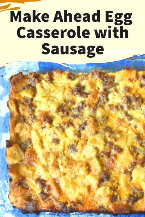 Simplify your morning routine with this delicious Make Ahead Egg Casserole with Sausage. Prepare it the night before and enjoy a stress-free, hearty breakfast! Make Ahead Egg Casserole, Egg Casserole With Bread, Prepare Ahead Meals, Sausage Egg Bake, Casserole With Sausage, Breakfast Egg Bake, Breakfast Casserole With Bread, Sausage Egg Casserole, Garlic Croutons